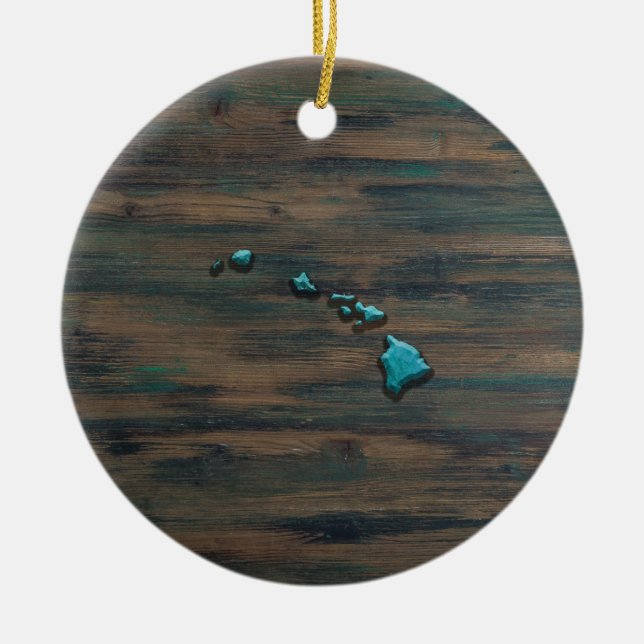 Décoration En Céramique Forme d'état de Hawaii Turquoise (Devant)