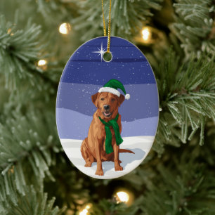 Décoration En Céramique Fox Red Labrador Retriever Chien de Noël