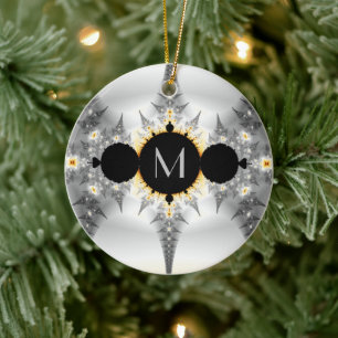 Décoration En Céramique Fractal argenté métallique monogramme