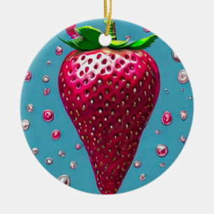 Décoration En Céramique Fraise rétro