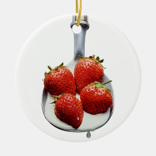 Décoration En Céramique Fraises et crème (Devant)