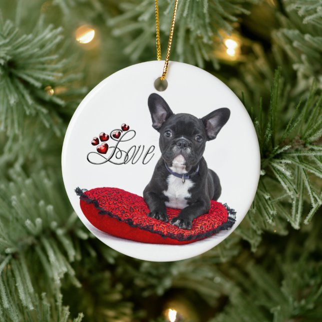 Décoration En Céramique French Bull Dog - Français - Amour (Arbre)