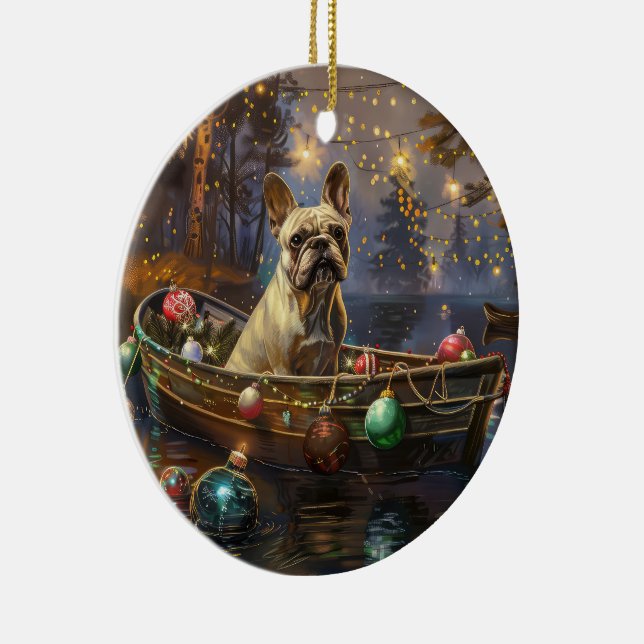 Décoration En Céramique French Bulldog Christmas Festive Voyage (Droite)