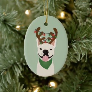 Décoration En Céramique French Bulldog Reindeer Feux de Noël en céramique 