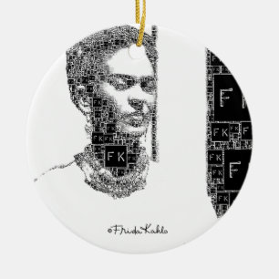 Décoration En Céramique Frida Kahlo Portrait noir et blanc