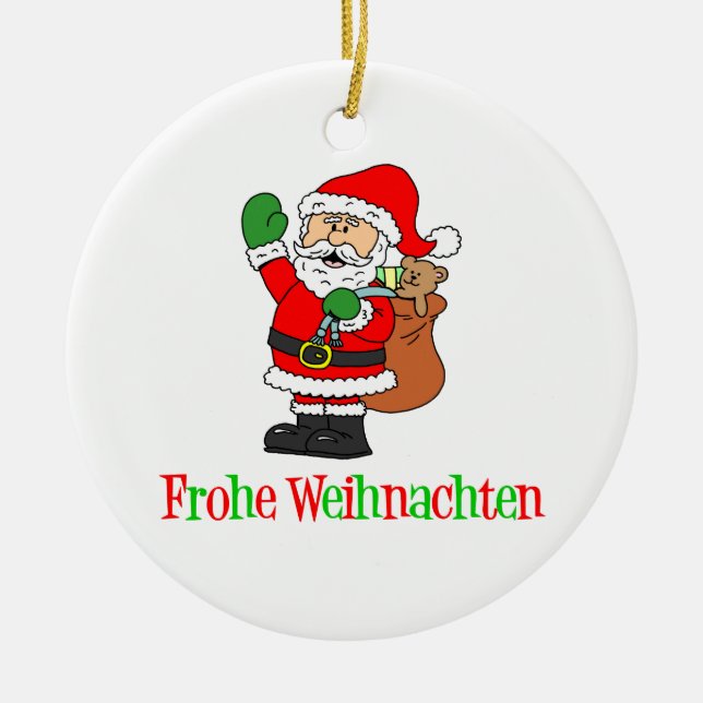 Décoration En Céramique Frohe Weihnachten Allemagne Noël Père Noël (Devant)