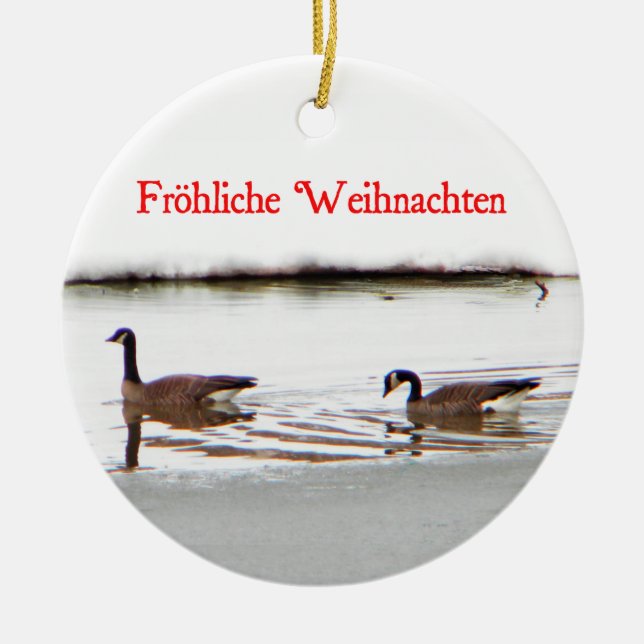 Décoration En Céramique Frohliche Weihnachten - Honkers - Oies du Canada (Devant)