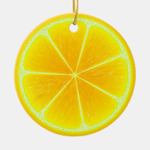 Décoration En Céramique Fruit Citrus jaune citron tranche
