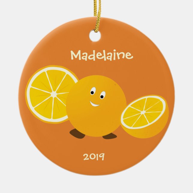 Décoration En Céramique Fruit orange souriant Nom de l'année (Devant)
