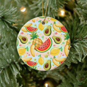 Décoration En Céramique Fruits d'été frais Motif