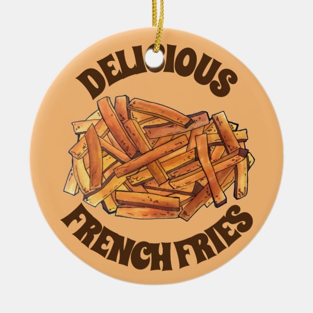 Décoration En Céramique Fry Steak Fries frites Pommes de terre Junk Food (Devant)
