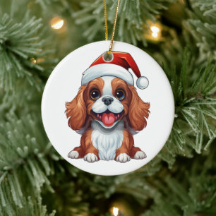 Décoration En Céramique Fun Cavalier King Charles Spaniel Noël