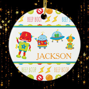 Décoration En Céramique Fun Colorful Robot Beep Boop Pattern Kid Christmas
