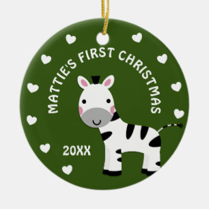 Décoration En Céramique Fun Zebra Baby's 1st First Christmas Gift Circle