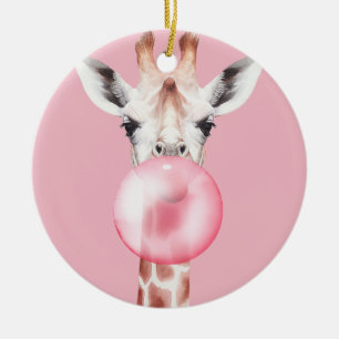 Décoration En Céramique Funny Bubblegum Giraffe