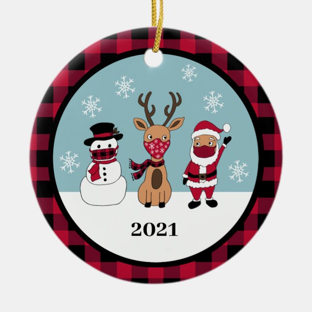 Décoration En Céramique Funny Buffalo Plaid (Devant)