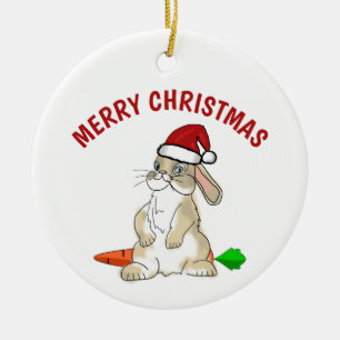 Décoration En Céramique Funny Bunny Joyeux Noël