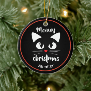 Décoration En Céramique Funny Chat Meowy Noël personnalisé