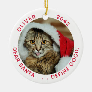 Décoration En Céramique Funny Chat Père Noël Noël