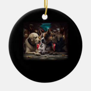 Décoration En Céramique Funny Chien Jouant aux cartes de poker Casino Labr