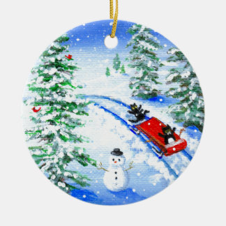 Décoration En Céramique Funny Christmas Black Cat Art Creationarts