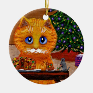Décoration En Céramique Funny Christmas Orange Cat Art Creationarts