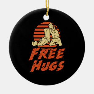 Décoration En Céramique Funny Free Hugs - Brésilien Jiu-Jitsu, BJJ Cadeau