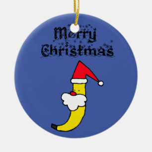 Décoration En Céramique Funny Père Noël Banana Joyeux Noël