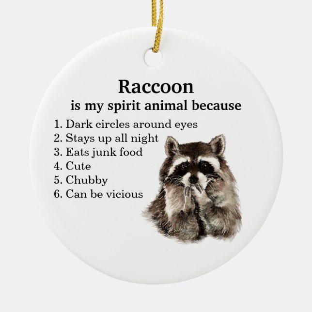 Décoration En Céramique Funny Raccoon Spirit Humour animal (Devant)