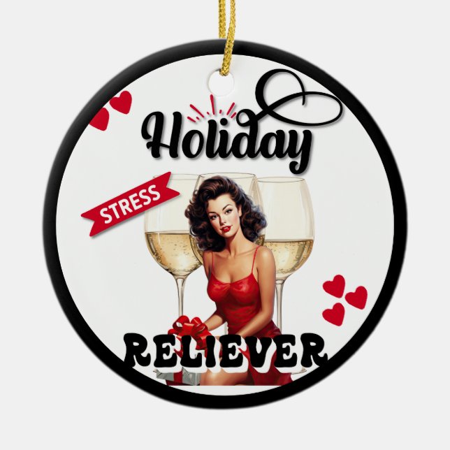 Décoration En Céramique Funny Retro Holiday Stress Reliever Pinup (Devant)