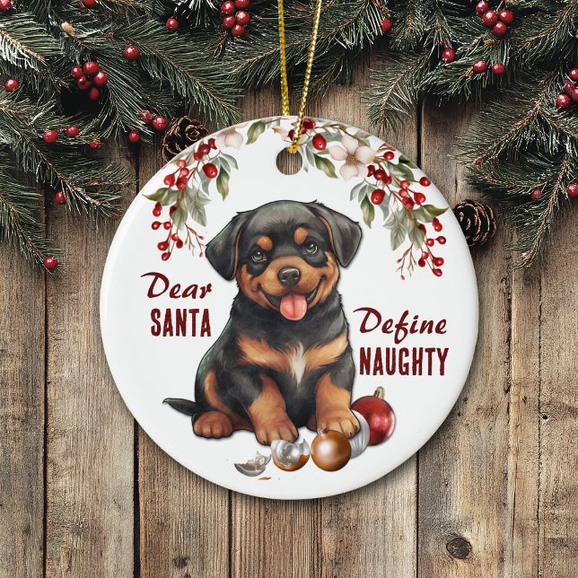 Décoration En Céramique Funny Rottweiler Pup Définir Naughty Christmas (Créateur téléchargé)