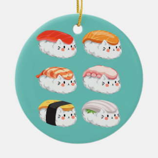 Décoration En Céramique Funny Sushi Sixpack Chats pour tous les Amoureux d
