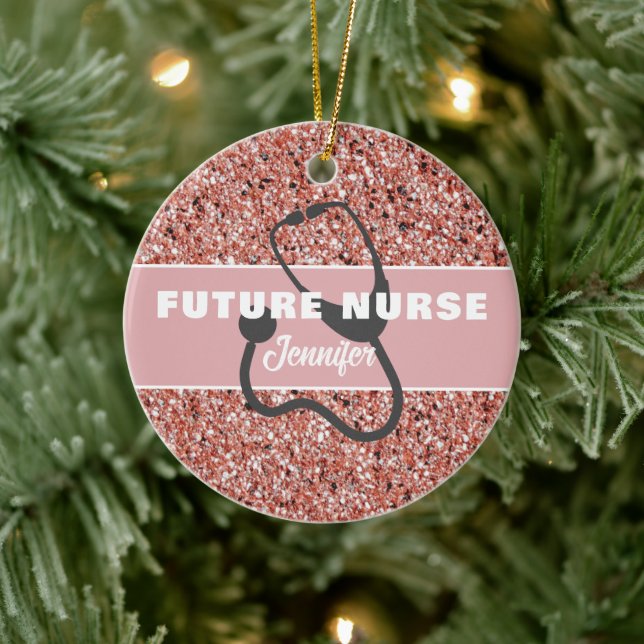 Décoration En Céramique Future infirmière Médicale Parties scintillant ros (Arbre)