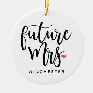 Décoration En Céramique Future Mme (nom) en manuscrit noir