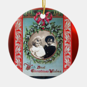 DÉCORATION EN CÉRAMIQUE GABARIT DE PHOTO COURONNE DE NOËL AVEC GUI