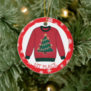 Décoration En Céramique Gagnant du Pull de Noël le Plus Moche à la Premièr
