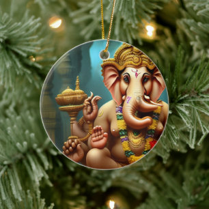 Décoration En Céramique Ganesh prend un selfie