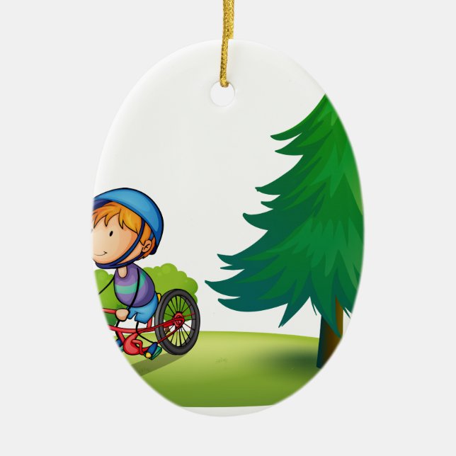 Décoration En Céramique Garçon et vélo (Devant)