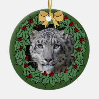 Décoration En Céramique Garde-Asha de léopard de neige en guirlande