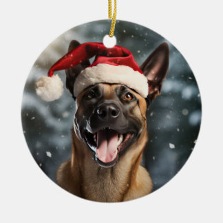 Décoration En Céramique Garde de Noël Malinois belge