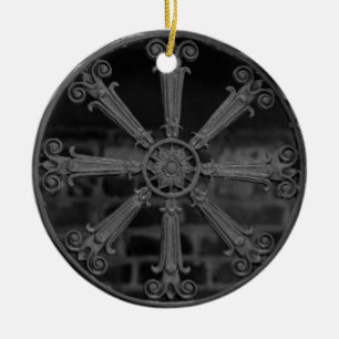 Décoration En Céramique Garde-fenêtre en fer forgé sud antique B/W