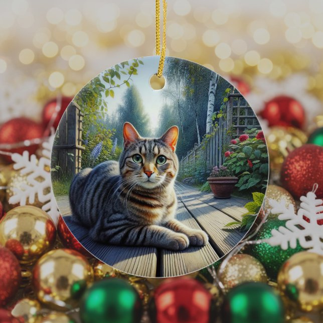 Décoration En Céramique Garde-mémoire chat tigré curieux (Créateur téléchargé)