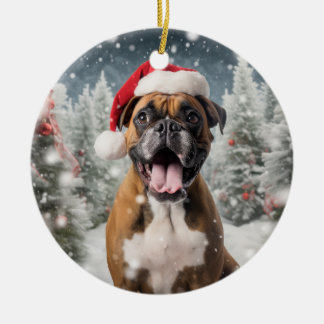 Décoration En Céramique Gardien de Noël de chien de boxe