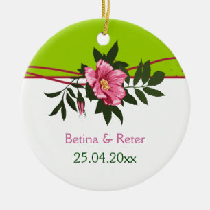 Décoration En Céramique Gardien vert de chaux mariage rose sauvage