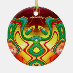 Décoration En Céramique GARS ~ NOËL Bright Jaune Rouge Vert 2025