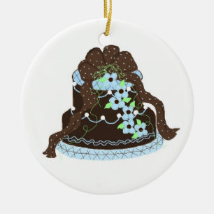Décoration En Céramique Gâteau bleu et chocolat élégant