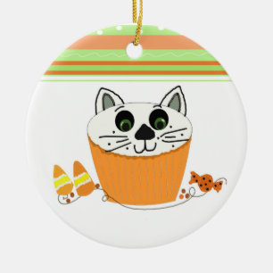 Décoration En Céramique Gâteau cupcake de chat d'Halloween