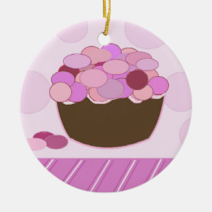 Décoration En Céramique Gâteau Cupcake Smartie Rose et Violet