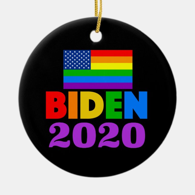 Décoration En Céramique Gay pride arc-en-ciel Biden 2020 (Devant)