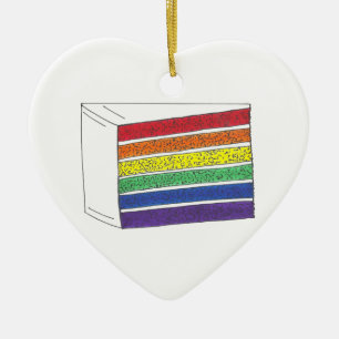 Décoration En Céramique Gay pride Rainbow Layer Mariage tranche de gâteau